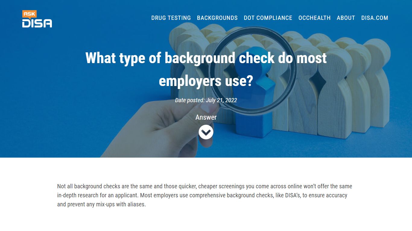 What type of background check do most employers use? - DISA